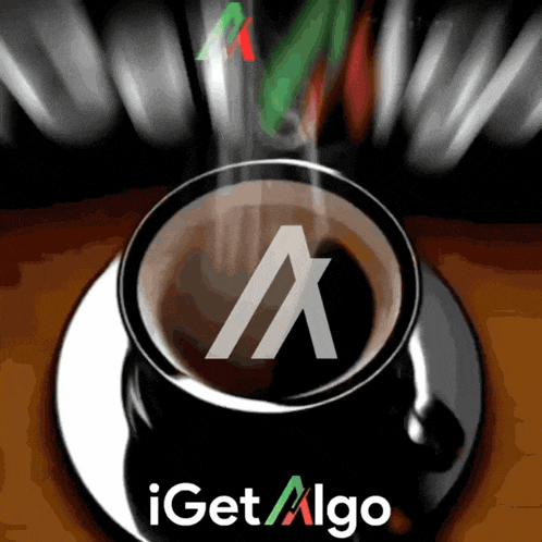 a cup of coffee with the logo for iget algo on it
