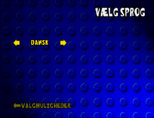 a blue background with a yellow arrow pointing to the right and the words velg sprog