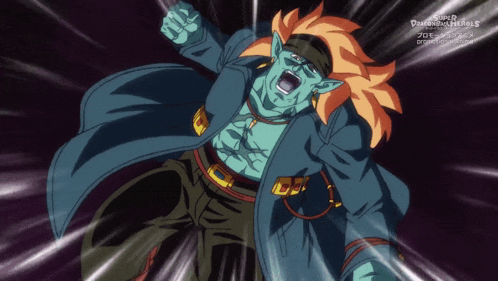 a cartoon character from super dragonball heroes is screaming
