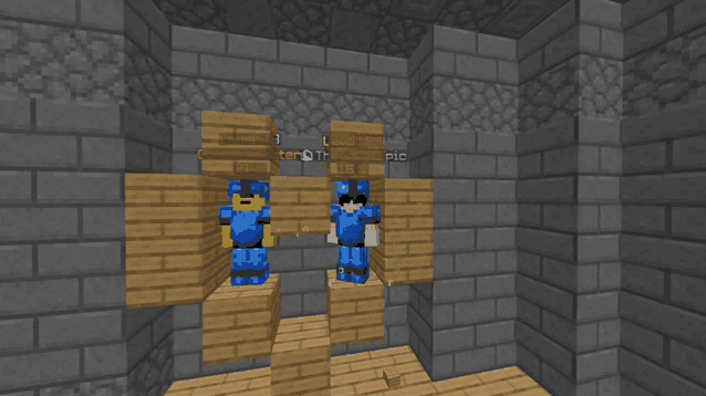 a screenshot of a minecraft game shows a few characters