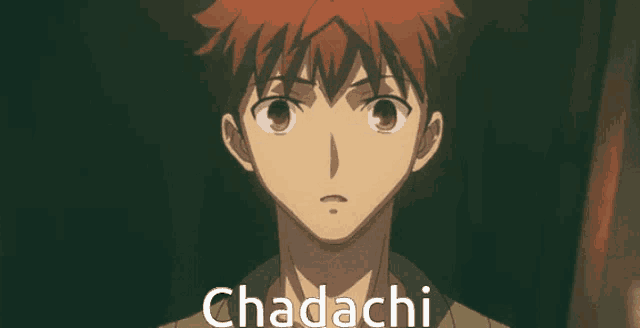 a smiling anime character with the word chadachi written below him