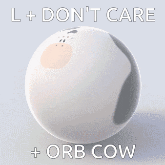 a picture of a cow with the words " l + don 't care + orb cow " below it