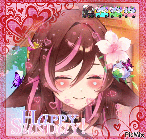 a happy sunday greeting card with a picture of a girl