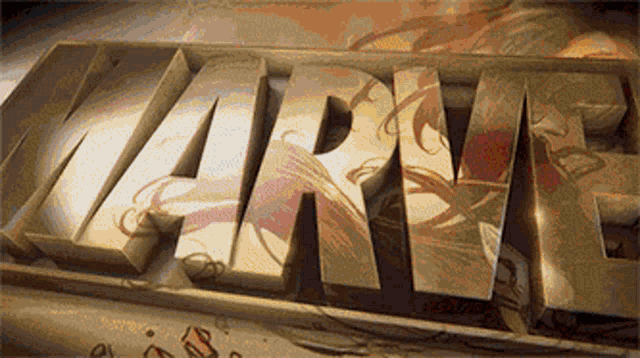 the word marvel is displayed in a box