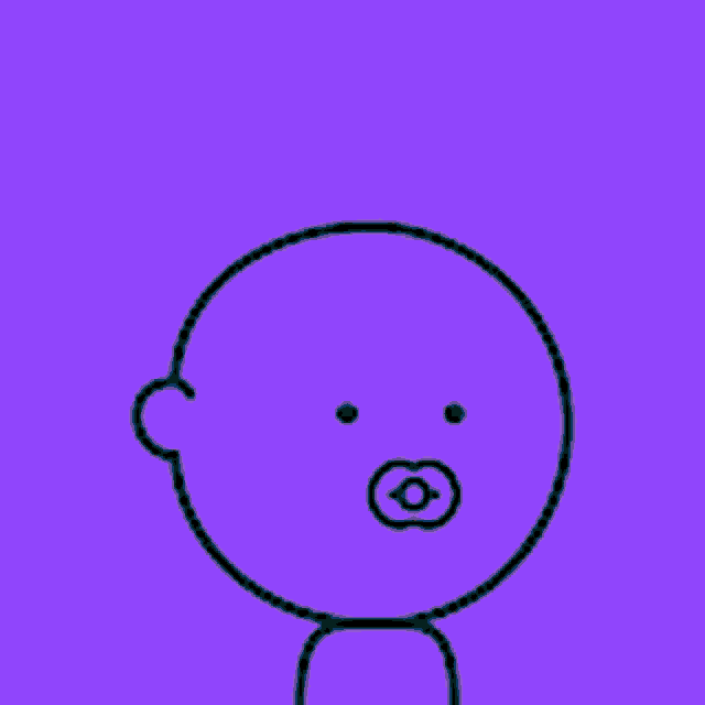 a cartoon drawing of a baby with a pacifier in his mouth on a blue background .