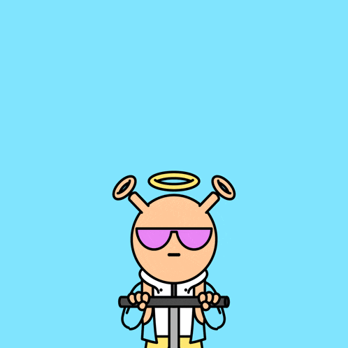 a cartoon character wearing sunglasses is standing on a green object