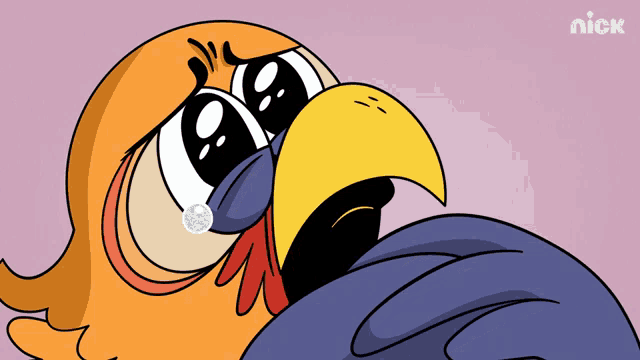 a cartoon of a bird with a nick logo on the bottom right