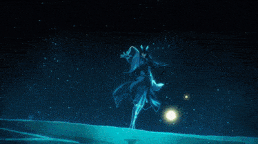 a glowing blue object in the dark with a black background