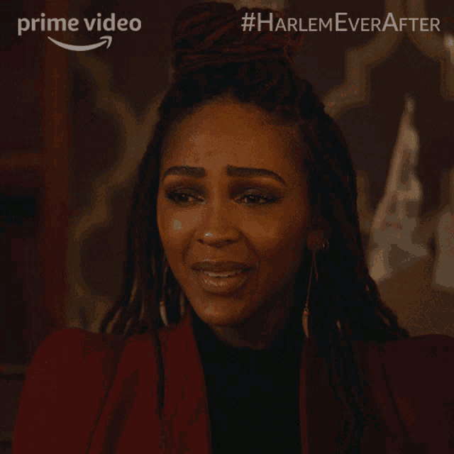 a poster for harlem ever after shows a woman smiling and saying thank you