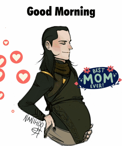 a cartoon of a pregnant woman with a sign that says best mom ever
