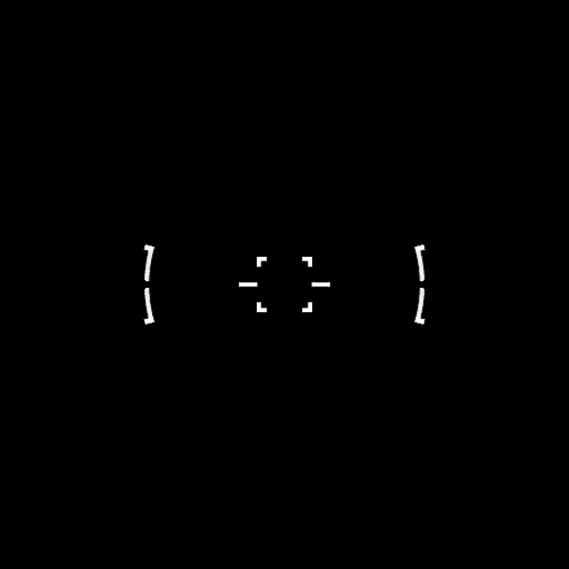 a white circle with a cross in the center on a black background