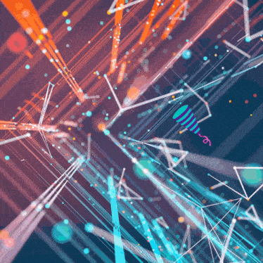 a colorful background with lines and dots that looks like a kite flying in the air