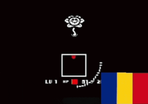 a video game screen with a flower and a box that says muie on it
