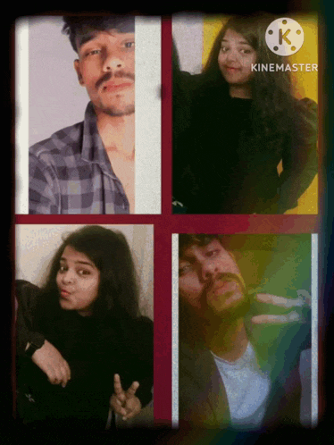 a collage of four pictures of a man and a woman with the word kinemaster at the bottom