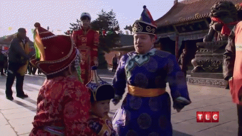 Bill And Jen Don Traditional Mongolian Garments On Their First Day As Parents! GIF - Cute Babies Families GIFs