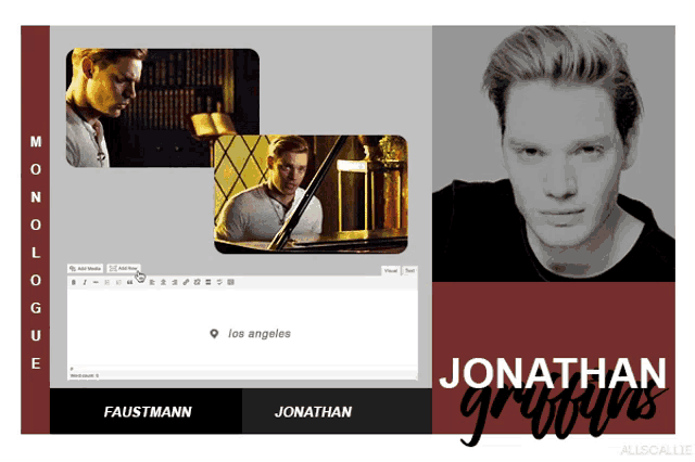 a poster for jonathan griffins shows him playing piano