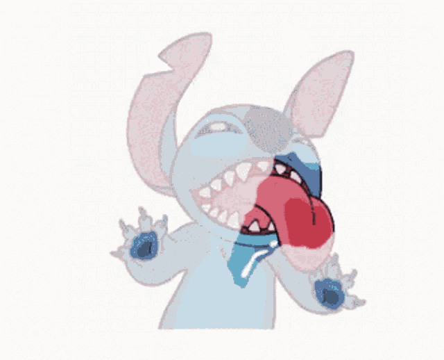 a drawing of stitch making a heart with his ears