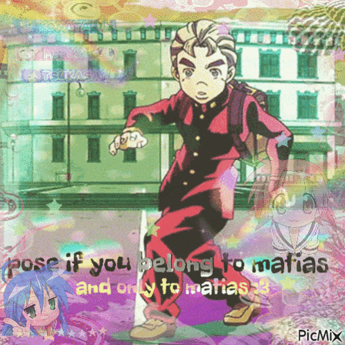a picture of a boy with a backpack and the words " pose if you belong to mafias "