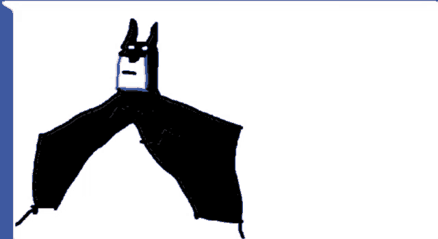 a child 's drawing of batman with a red mask