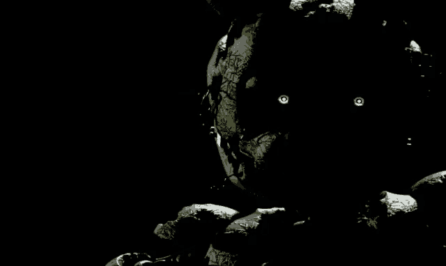 a black and white image of a monster with glowing eyes that says ' nightmare before christmas ' on it