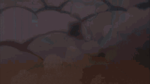 a room with a lot of smoke coming out of the ceiling