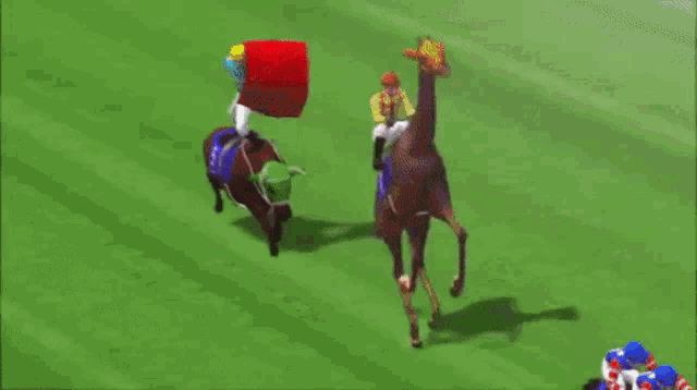 a man is riding a horse and a zebra is riding a horse in a video game .