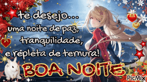 a picture of a girl with the words boa noite in the bottom right corner