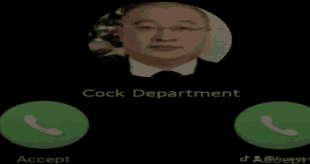 a man in a suit and tie is talking on a phone with the words cock department above him