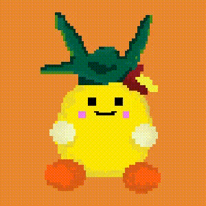 a pixel art of a pineapple with a hat on