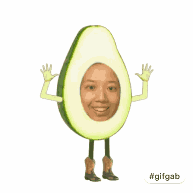 an avocado with a woman 's face on it