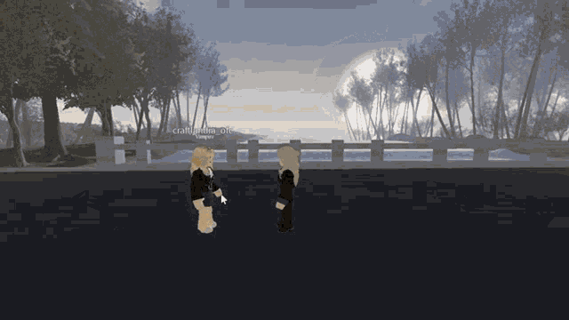 a screenshot of a video game shows two girls standing next to each other and one of them is named crafty