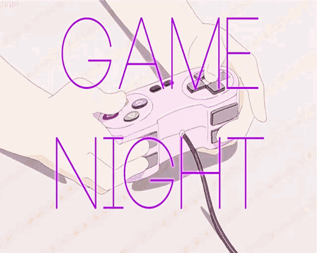 a pink video game controller with the words game night written in purple letters