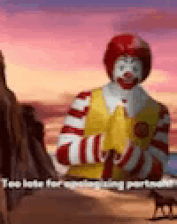 a cartoon of mcdonald 's donald giving a speech