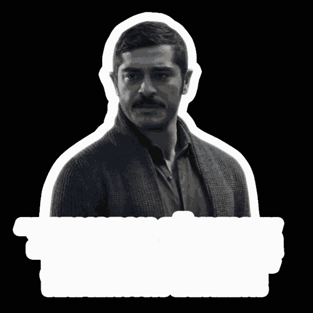 a sticker of a man with a mustache and the words " sormadan soylene "