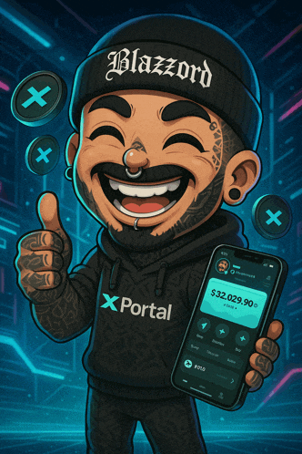 a cartoon of a man wearing a beanie with blazzard on it