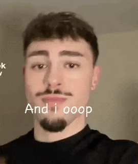a man with a beard is making a funny face and says `` and i ooop '' .