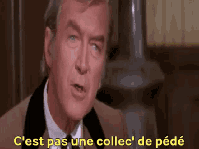 a man says " c'est pas une collec de pede " in french