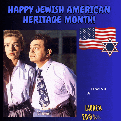 a poster for jewish american heritage month with a man and a woman