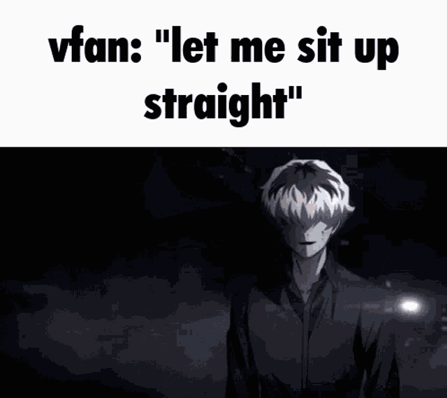 a picture of a man with white hair and the words " let me sit up straight "