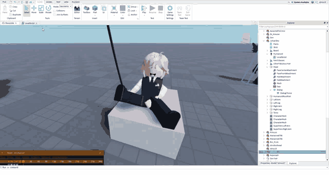 a girl with pink hair is sitting on a white block in a video game