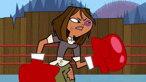 a cartoon character wearing red boxing gloves