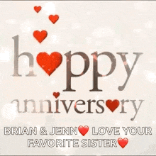 a happy anniversary greeting card for brian and jenn
