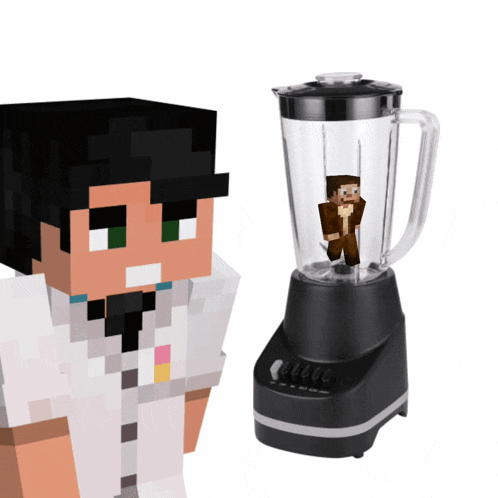 a blender has a minecraft character in it
