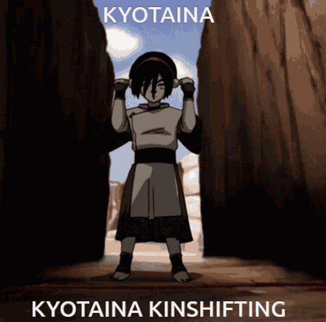 a picture of a cartoon character with the words kyotaina kinshifting below it