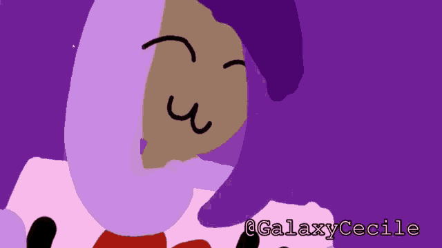 a drawing of a girl with purple hair and the name galaxy cecile at the bottom