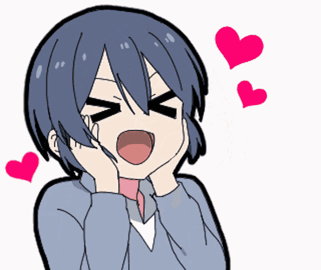 a cartoon drawing of a boy with hearts around him