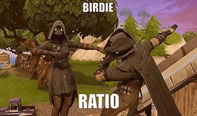 a couple of people are standing next to each other in a video game .