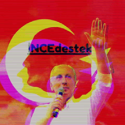 a man is holding a microphone in front of a colorful background with the word incedestek