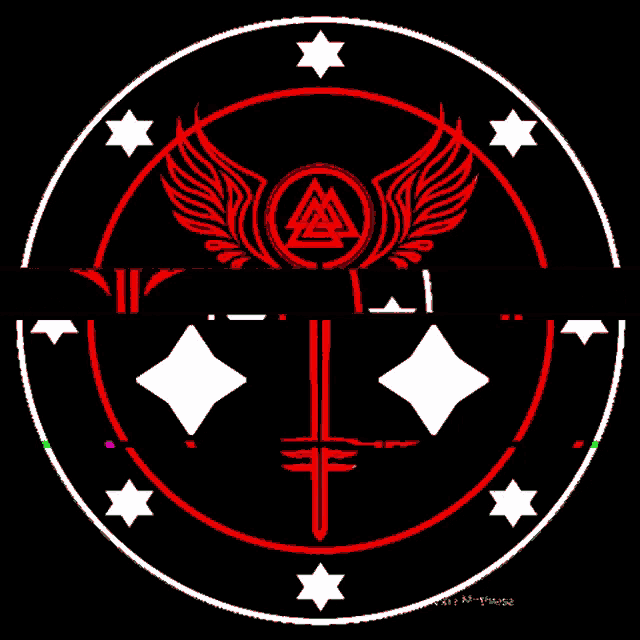 a circle with a key and a triangle in the middle