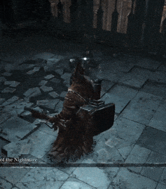 a video game called of the nightmare is being played in a dark room